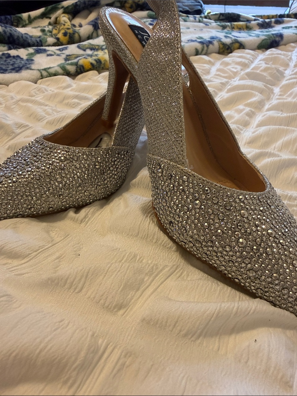 Jones New York Silver Rhinestone Slingback Heels